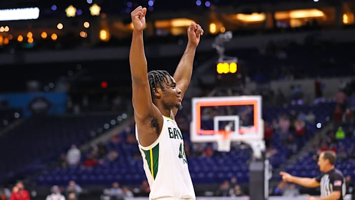Baylor's Davion Mitchell rejoices at the buzzer